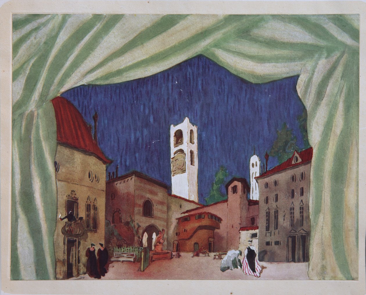 Scenedesign til balletten Kvinder i godt humør af C. Goldoni, 1917 af Leon Bakst