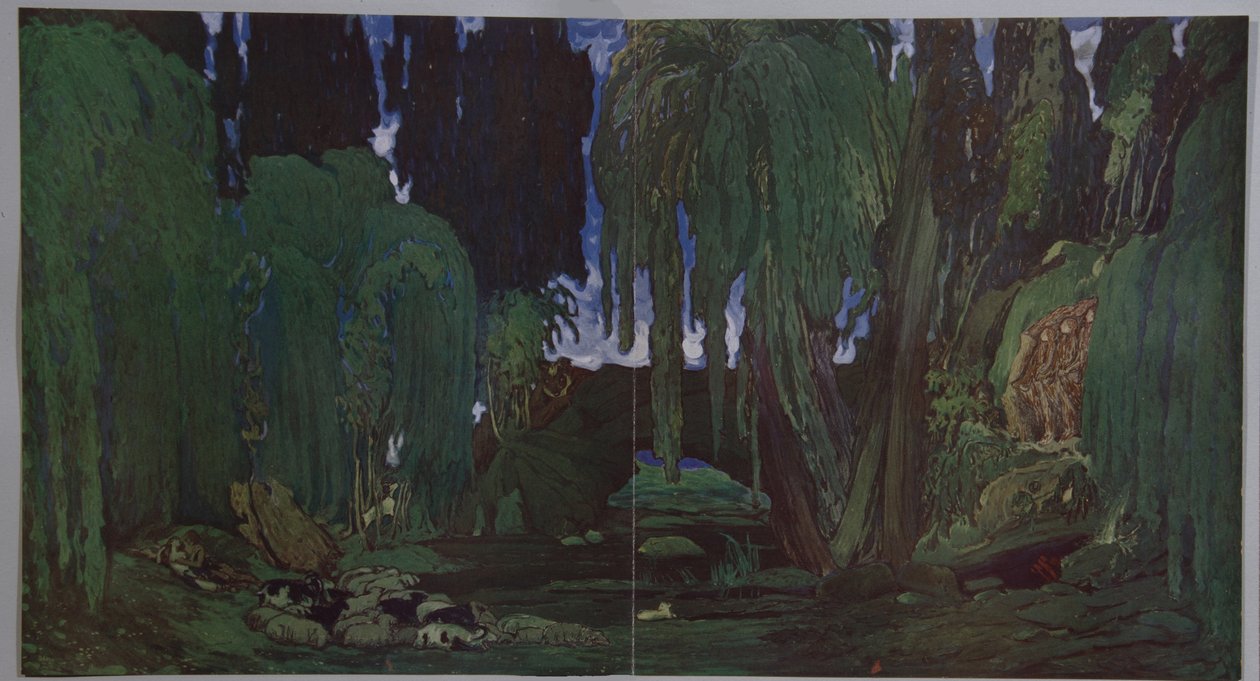 Scenedesign til balletten Narcisse af N. Tcherepnin, 1911 af Leon Bakst