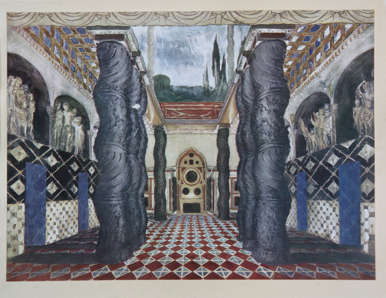 Scenedesign til stykket The Martyrdom of St. Sebastian af Gabriele D