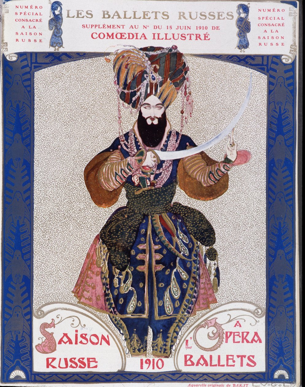 De russiske balletter i operaen - akvarel af Bakst, i "" Comoedia illustreret"" af Leon Bakst