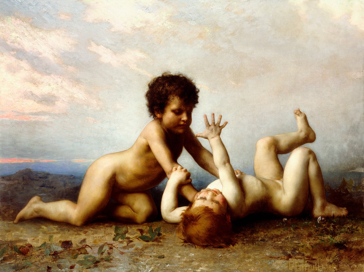 Kæmpende drenge, 1889 af Leon Bazile Perrault