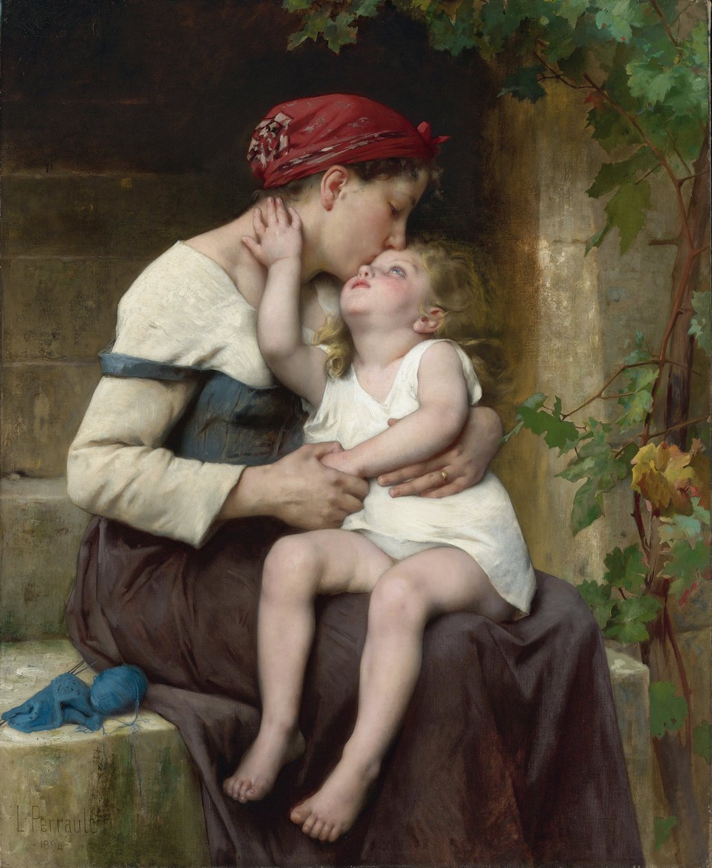 ""Mere et fille"" (Mor og barn) Maleri af Leon Jean Basile Perrault (1832-1908) 1894 Privat samling af Leon Bazile Perrault