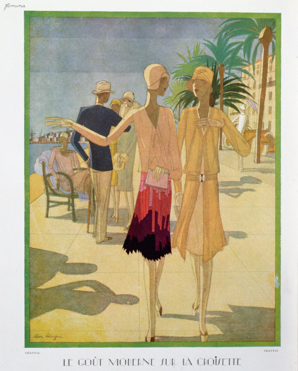 Moderigtige mennesker slentrer på Croisette-promenaden i Cannes, illustration fra 