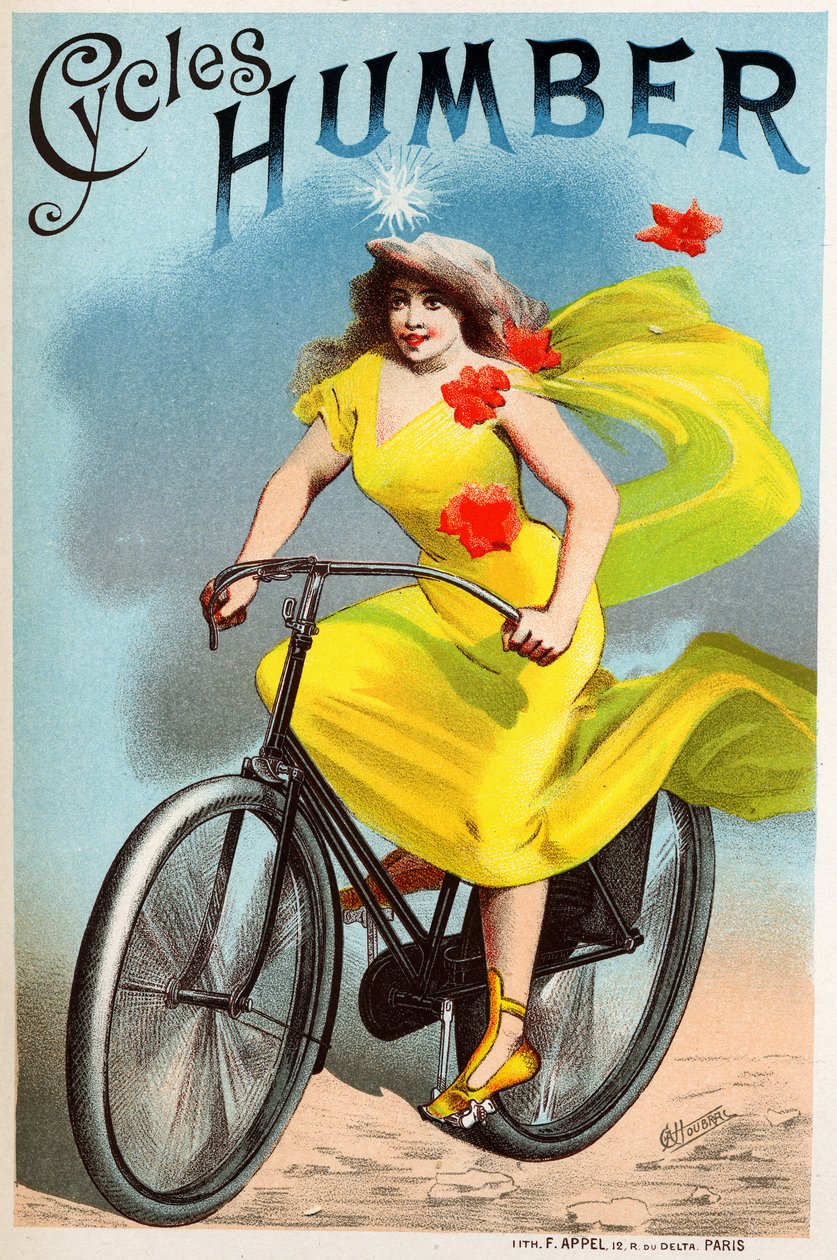 Transportere. Humbert cykler. Plakat af Choubrac, Frankrig, ca. 1895 (plakat) af Leon Choubrac