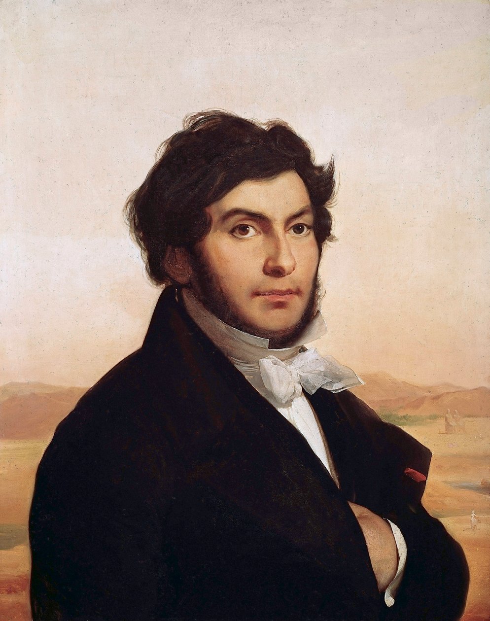 Portræt af Jean-Francois (Jean Francois) Champollion (1790-1832), fransk egyptolog, dechifrerer af hieroglyffer. Maleri af Leon Cogniet (1794-1880). Louvre-museet. af Léon Cogniet