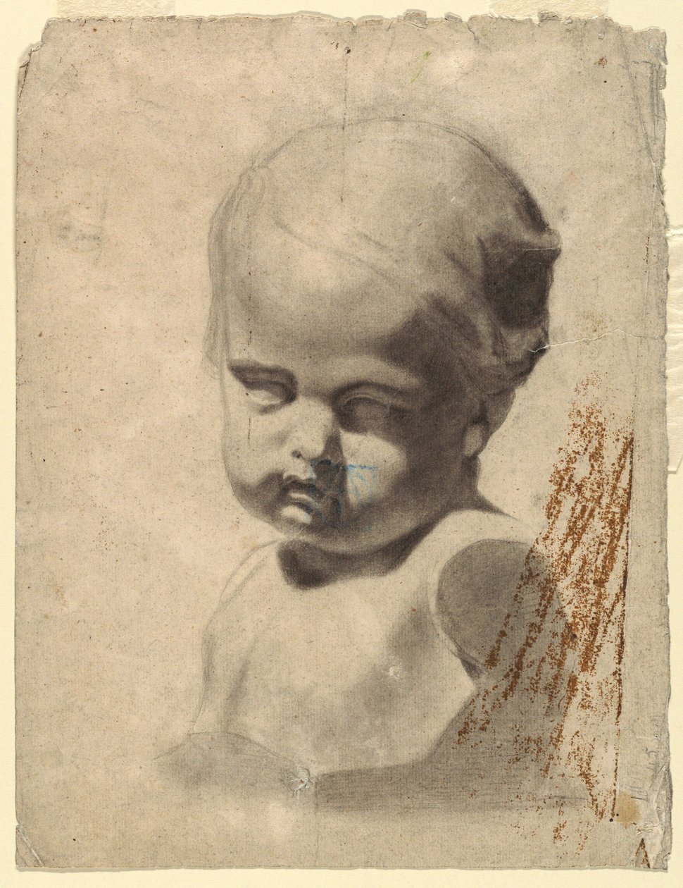 Tegning, Studie af en barnebuste (fra en gipsafstøbning), 1881-92 af Leon Dabo