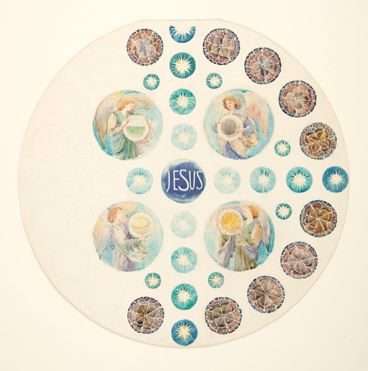 Undersøgelse for Rose Window for St. John the Baptist Church, Brooklyn, NY af Leon Dabo