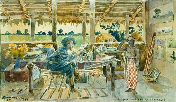 Kunstneren i sit atelier i Chilomba, Katanga af Leon Dardenne