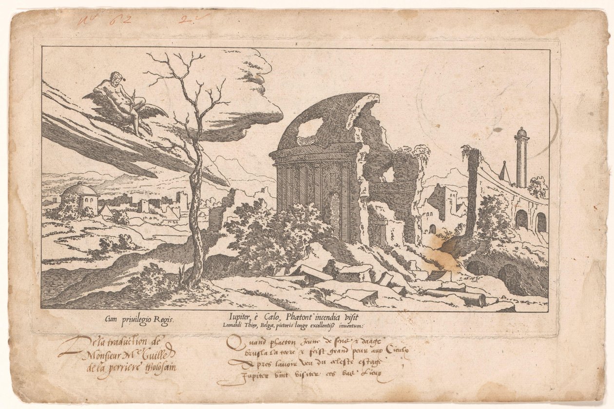 Jupiter ser skaden forårsaget af Phaetons fald Le Fable de Calisto (serietitel) Myth of Callisto (serietitel) af Leon Davent