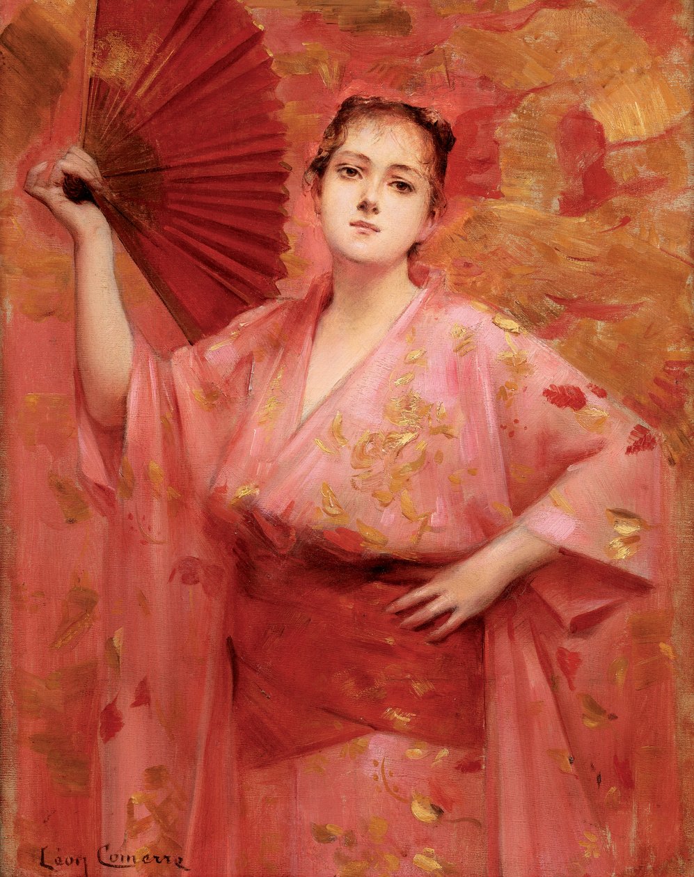 Georges Achille-Fould i japansk kjole, ca 1885. af Leon Francois Comerre