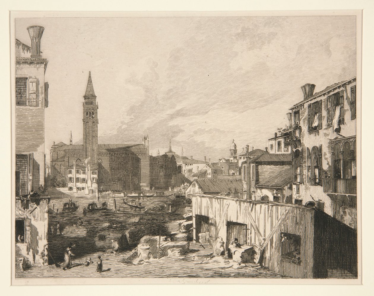 Udsigt i Venedig (Scuola della Carita) af Leon Gaucherel