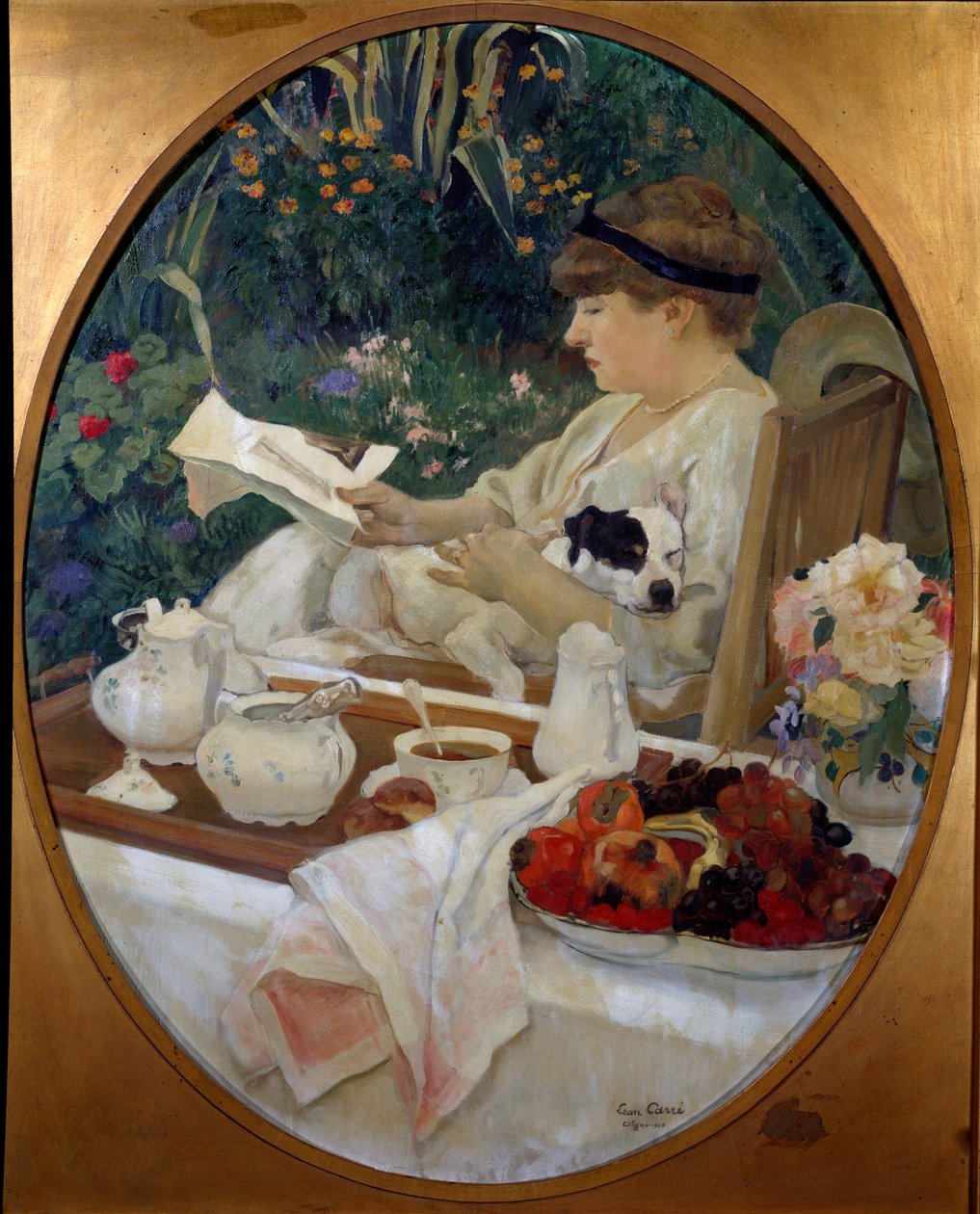 Teen i haven. Maleri af Leon Carre (1878-1942) af Leon Georges Carre