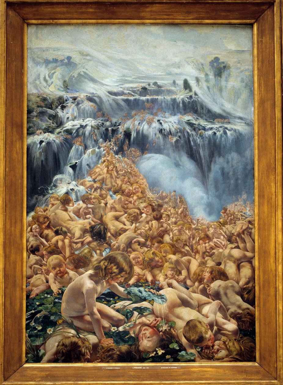 Gletscheren, floden Venstre del af triptykonet "" åen"" af Leon Henri Frederic (1856-1940) (ec.belg) 1890-1899 Søn. 2,05x1,27 m Bruxelles, Royal Museum of Fine Arts af Leon Henri Marie Frederic