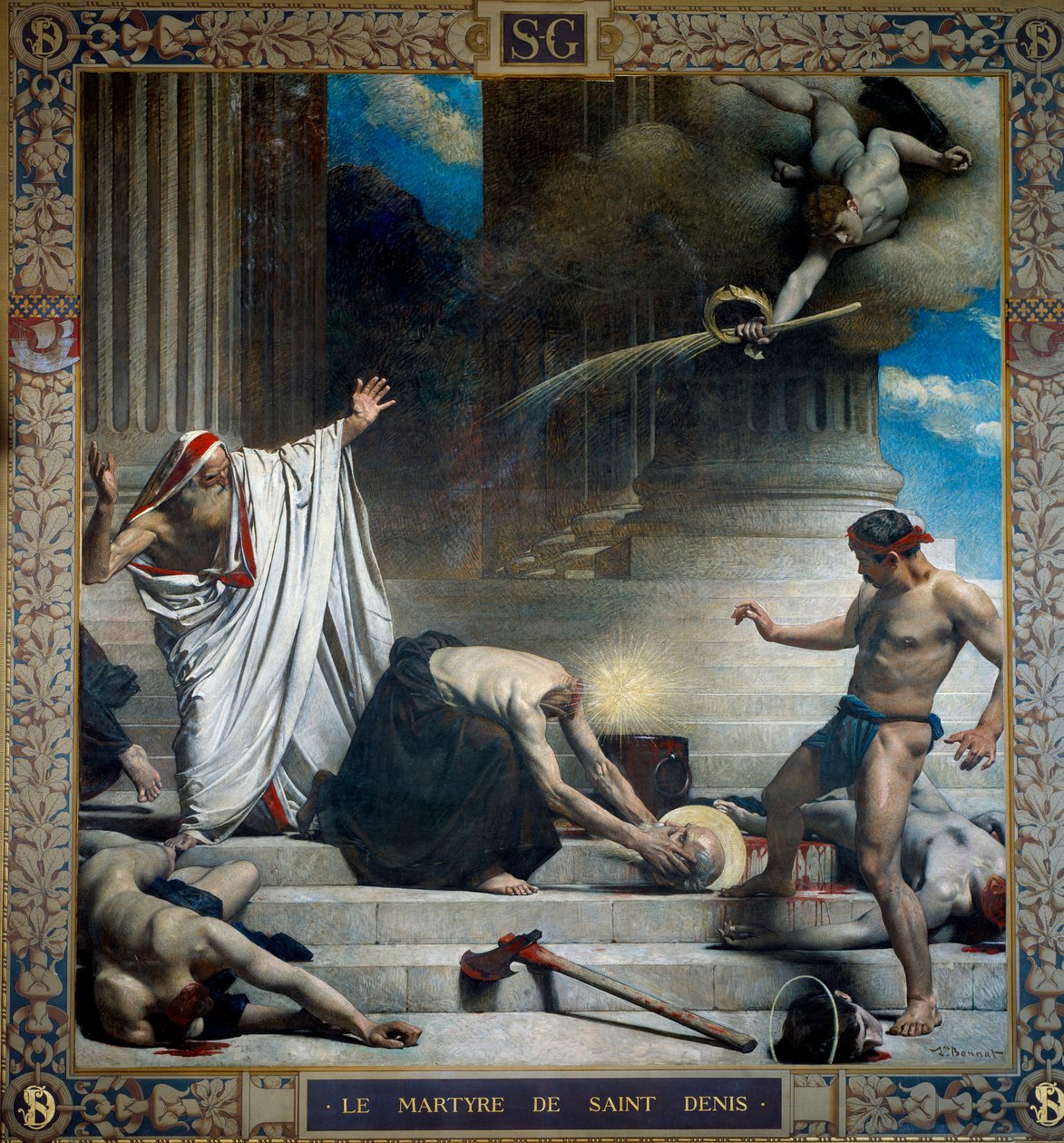 The Martyrium of Saint Denis, Eveque of Paris Maleri af Leon Joseph Bonnat (1833-1922) 1800-tallet - Paris, Pantheon af Leon Joseph Florentin Bonnat
