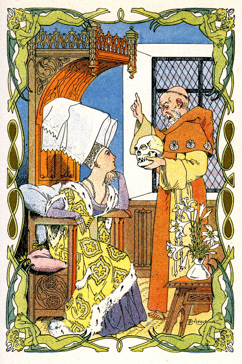 Frere Jean Turelure til stede ved Dame Violante une tete de mort af Leon Lebegue