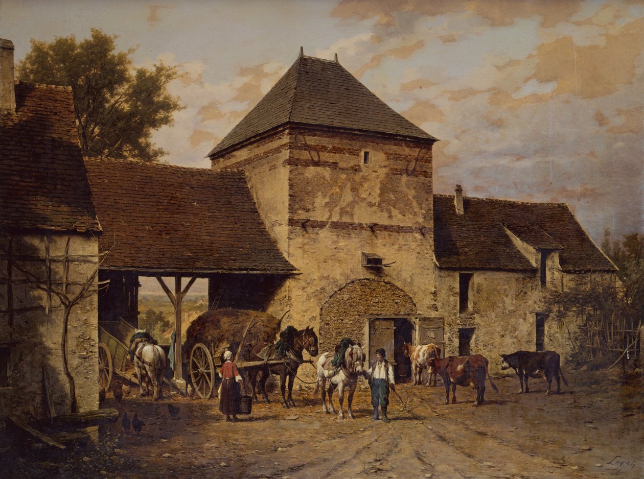 The Farmyard (olie på lærred) af Leon Legat