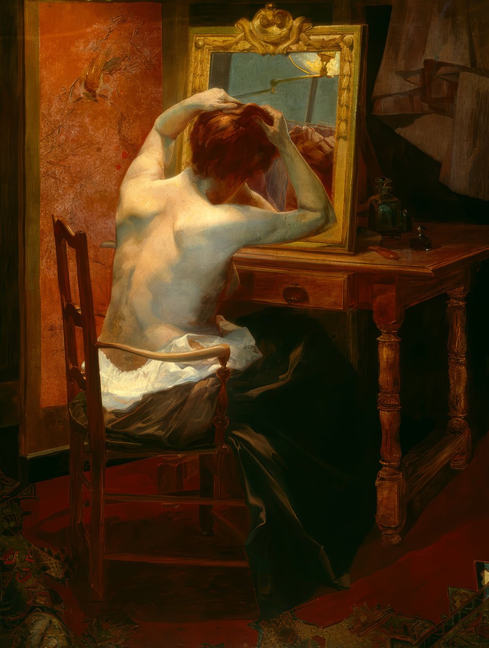 En dame på toilettet af Leon Olivier Bon