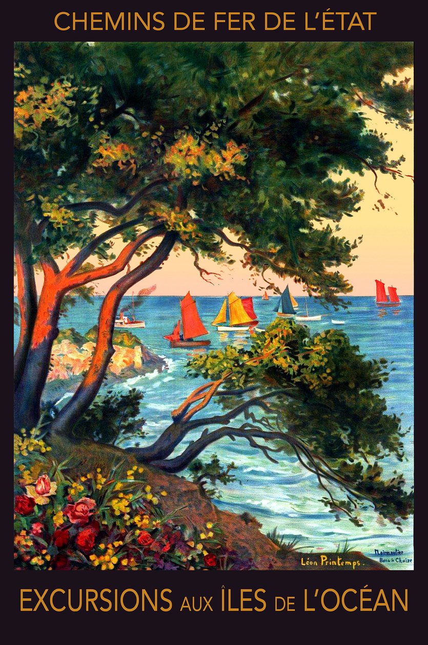 Udflugter til øerne i Atlanterhavet, Noirmoutier, begyndelsen af det 20. århundrede (plakat) af Leon Printemps
