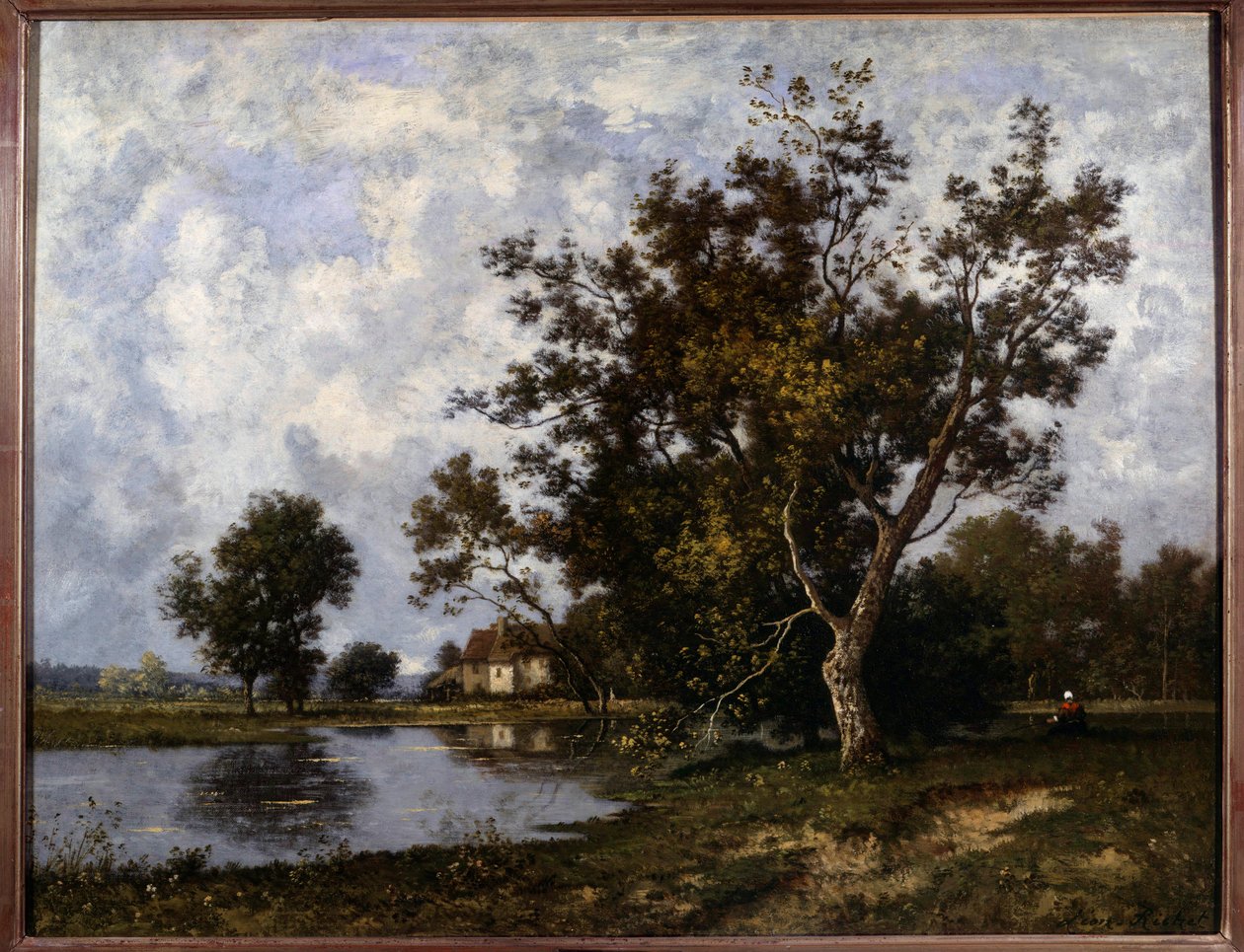 Landskab a la Mare-maleri af Leon Richet (1847-1907) Privatsamling fra det 20. århundrede af Leon Richet