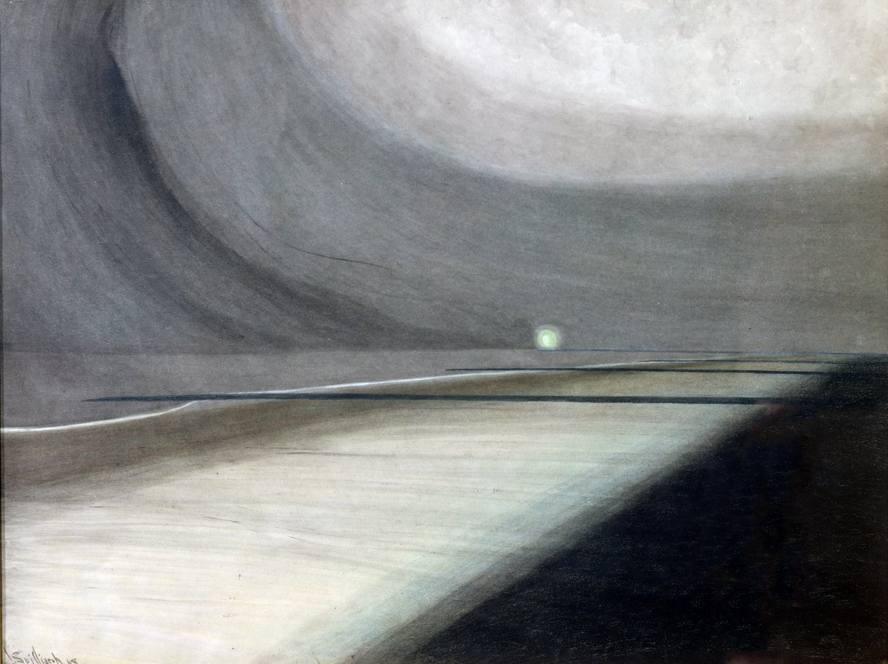 Strand i måneskin, havlandskab med lys af Leon Spilliaert