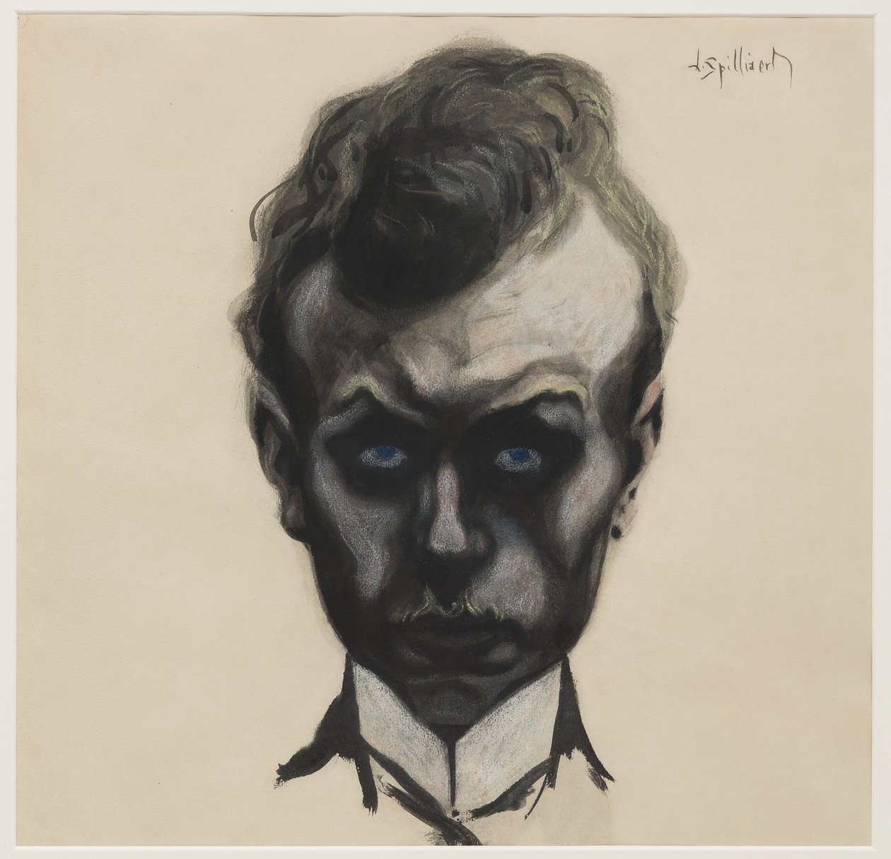Selvportræt, ca. 1903 (pensel & sort blæk og pastel på cremevævet papir) af Leon Spilliaert
