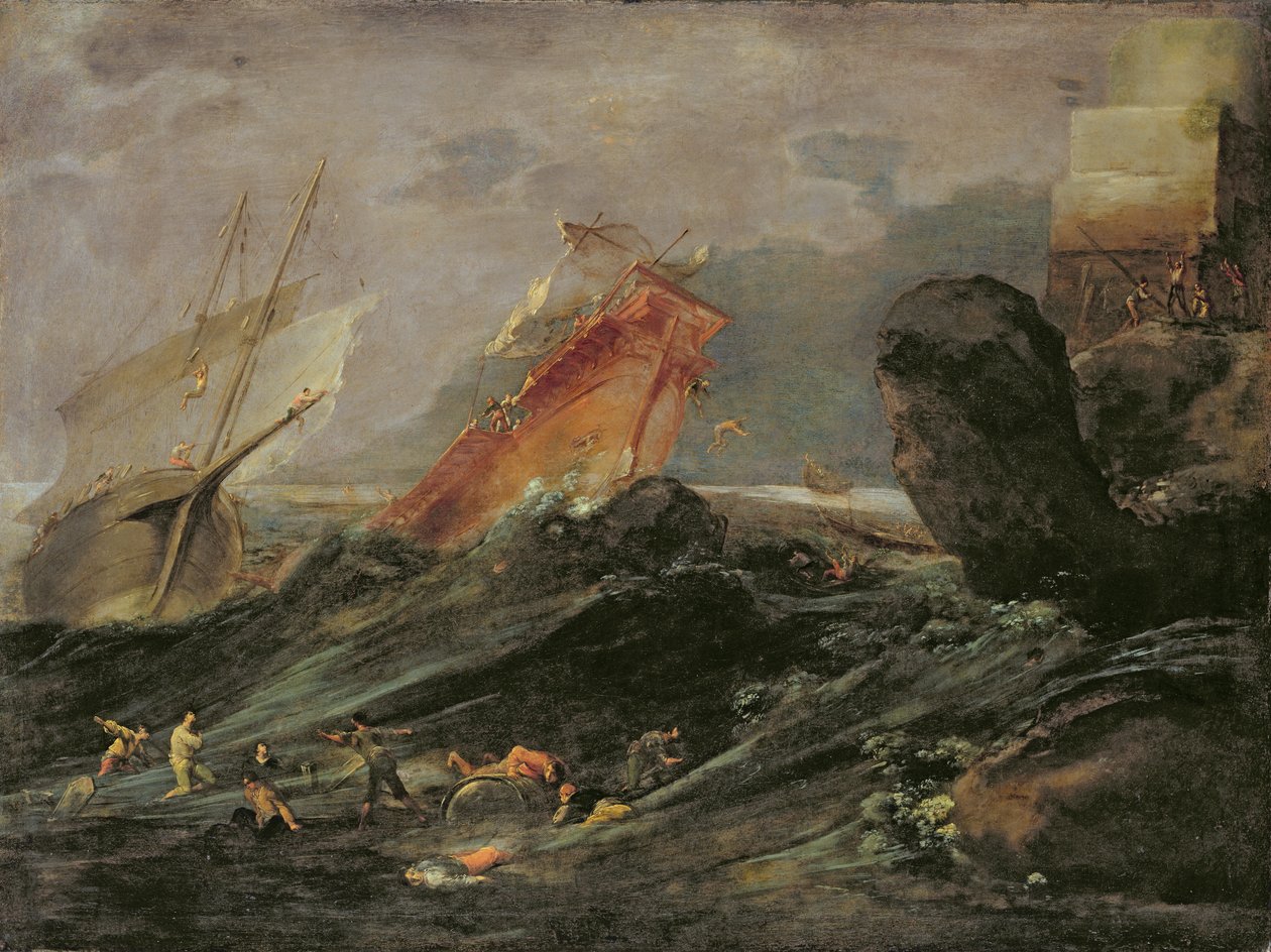 Forlis på en klippekyst, ca. 1645-50 af Leonard Bramer