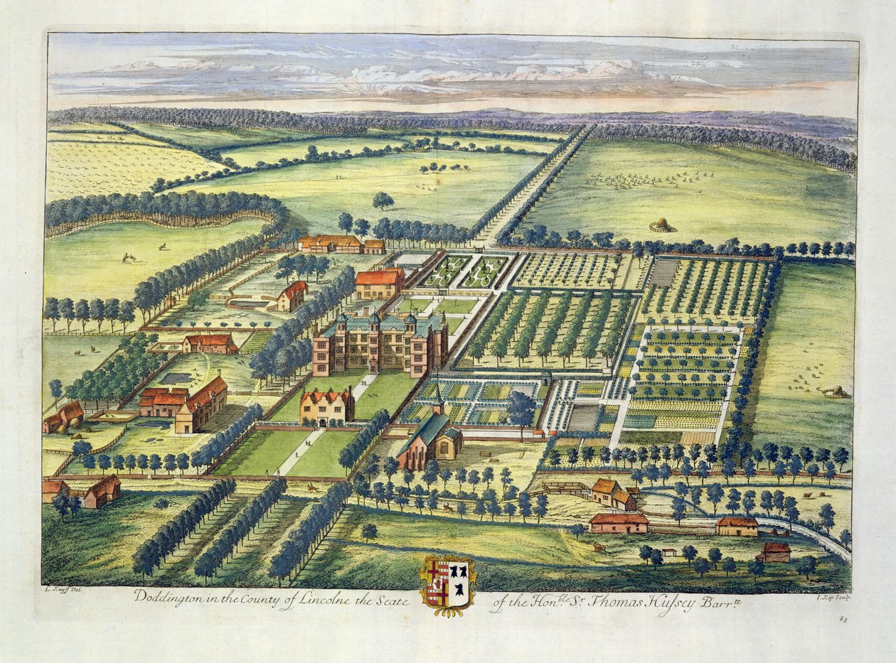 Doddington i grevskabet Lincoln graveret af Johannes Kip (ca. 1652-1722) af Leonard Knyff