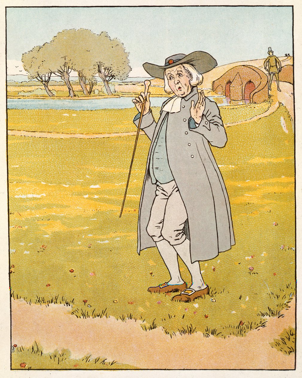Præstens kontorist var forbløffet, illustration fra The Golden Goose af Leonard Leslie Brooke