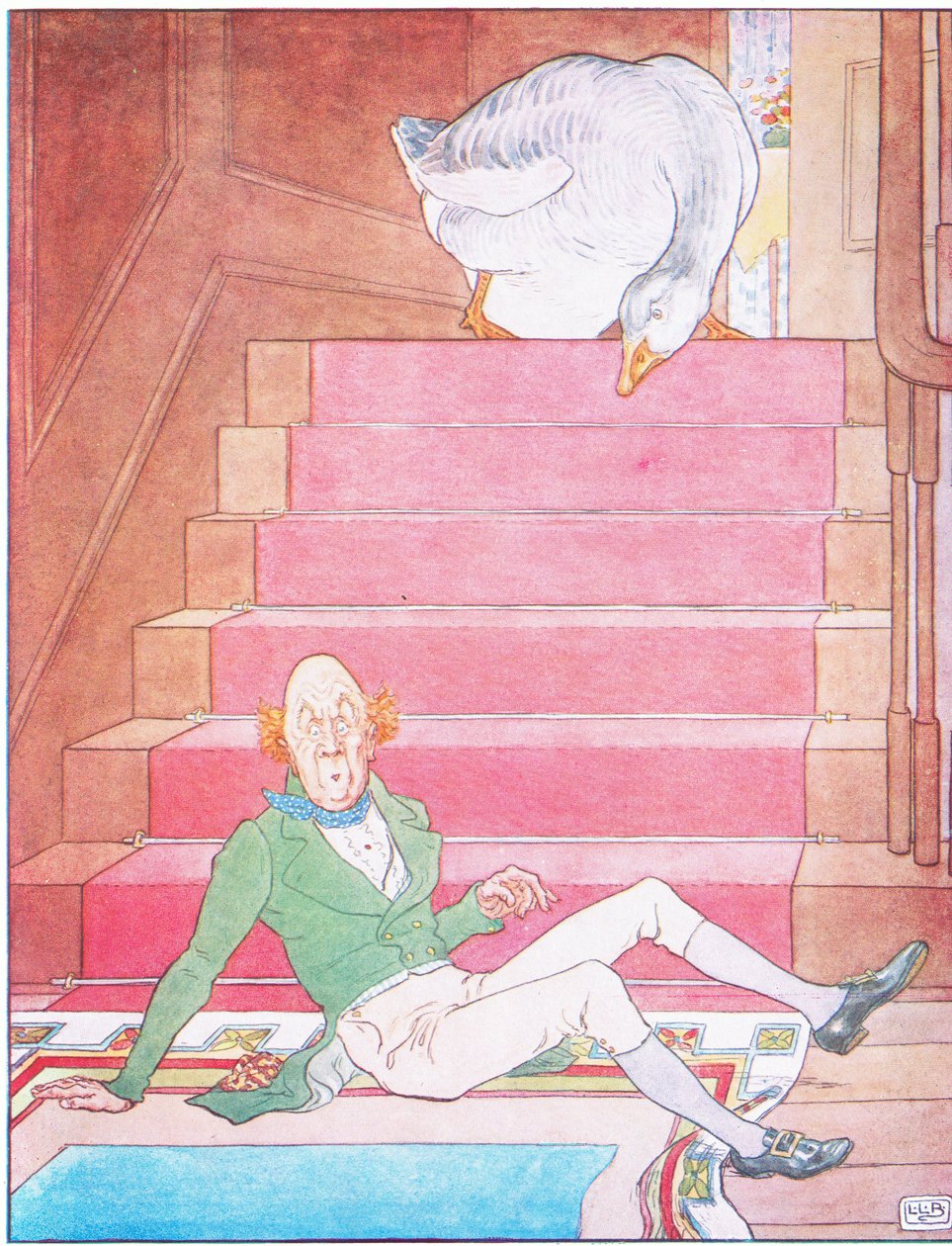 Der mødte jeg en gammel mand, som ikke ville bede sine bønner, jeg tog ham ved hans venstre ben og smed ham ned af trappen af Leonard Leslie Brooke