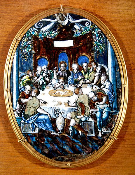Den sidste nadver, 1557 (malet emalje) af Leonard Limosin