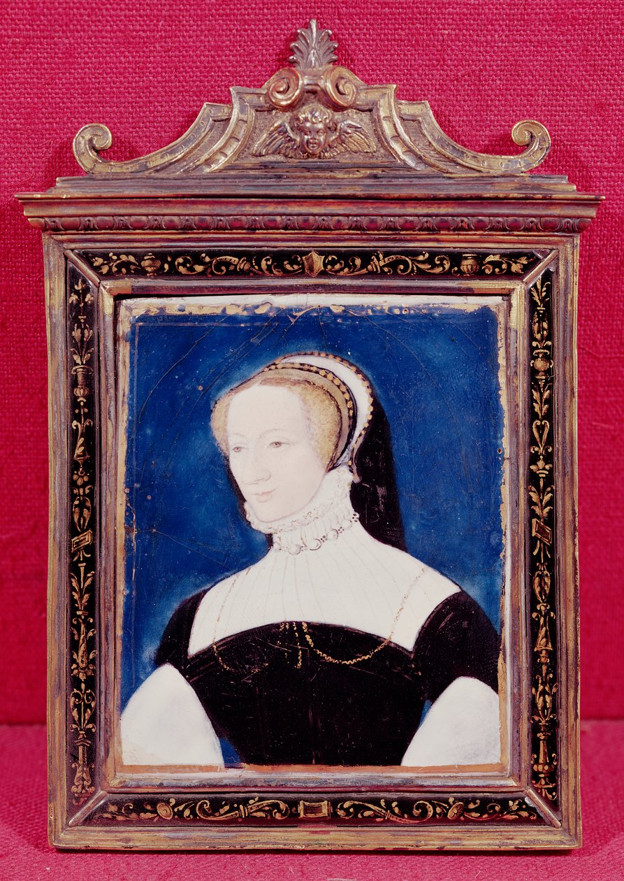 Portræt formodes at være Marguerite de Valois (1492-1549) (malet emalje) af Leonard Limousin