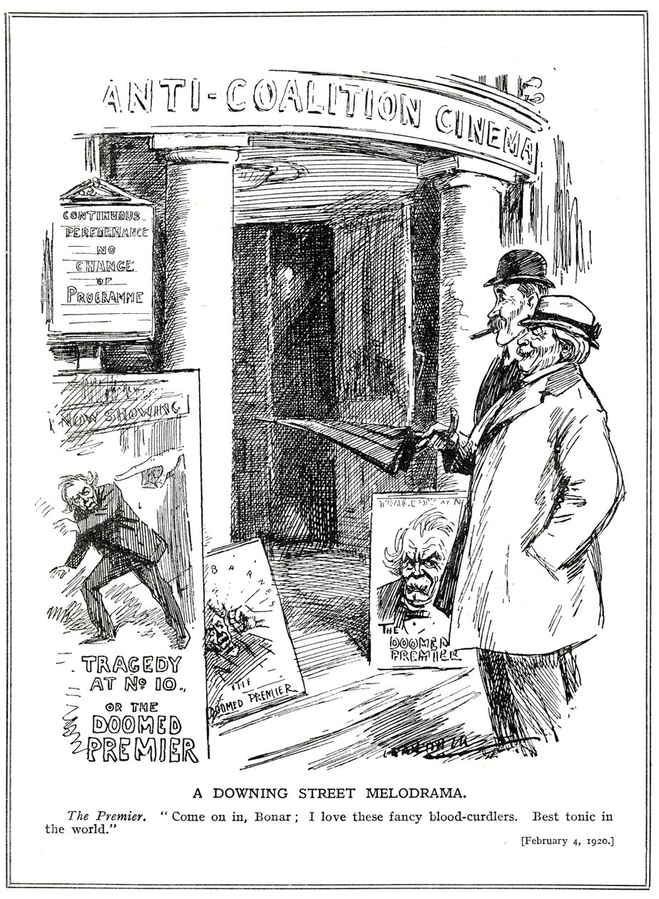 Den liberale premierminister, Lloyd George, inviterer sin konservative kansler, Bonar Law, til at besøge 