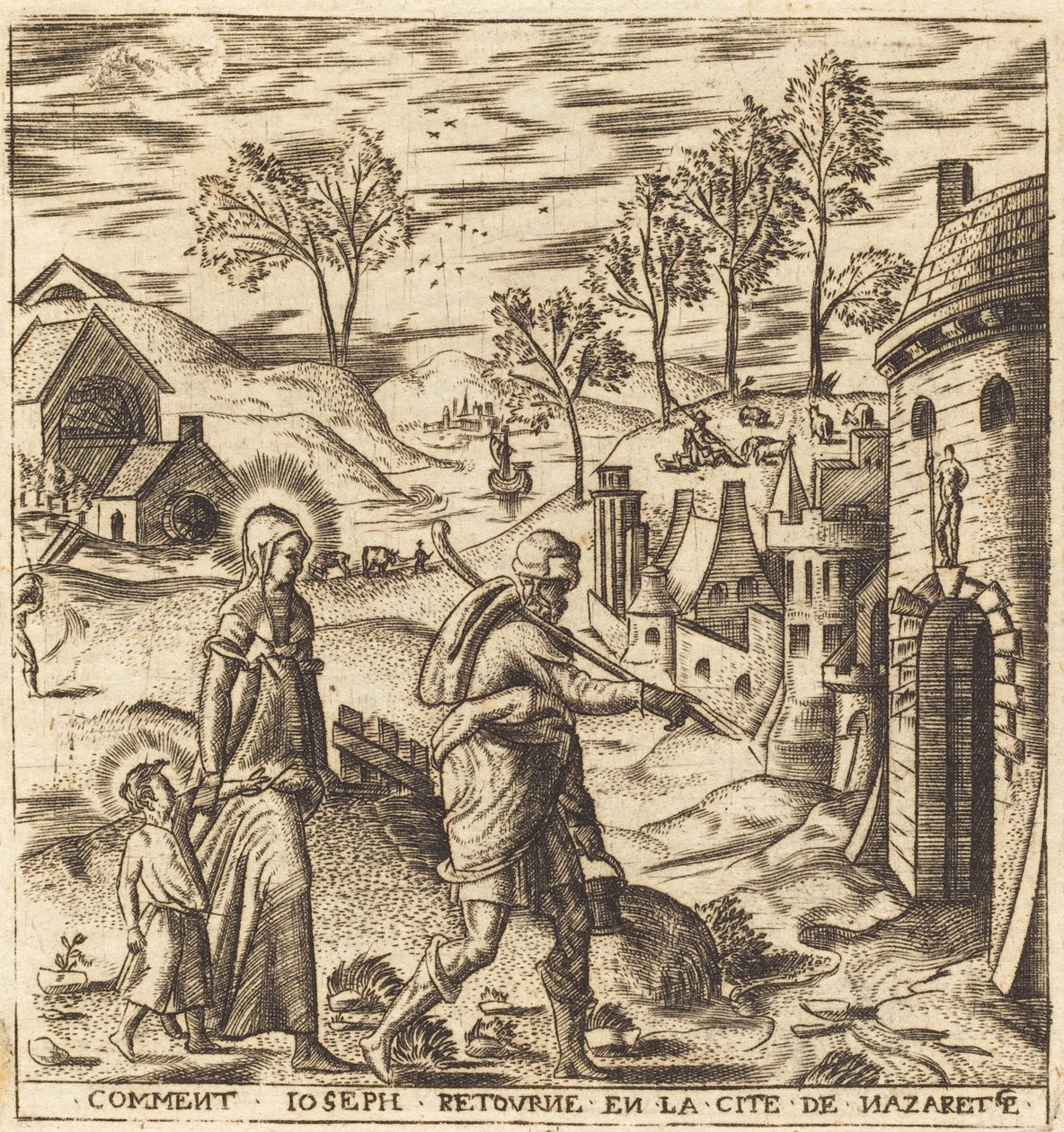 Josef, Maria og Jesus vender tilbage til Nazareth af Leonard Gaultier