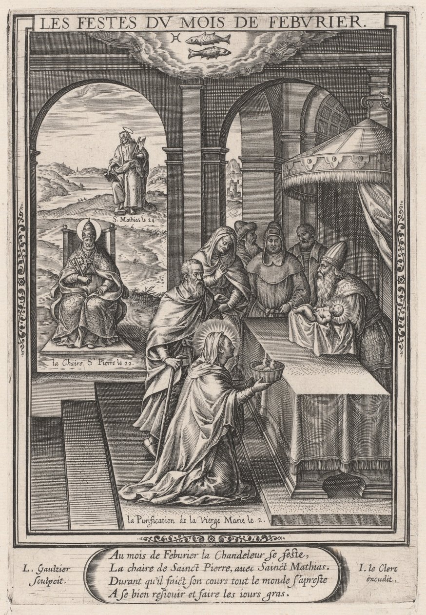 Les Festes du mois de Feburier (februar: Jomfruens renselse) af Leonard Gaultier