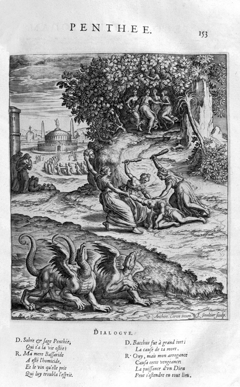 Pentheus, konge af Theben, der gjorde modstand mod Dionysos af Leonard Gaultier