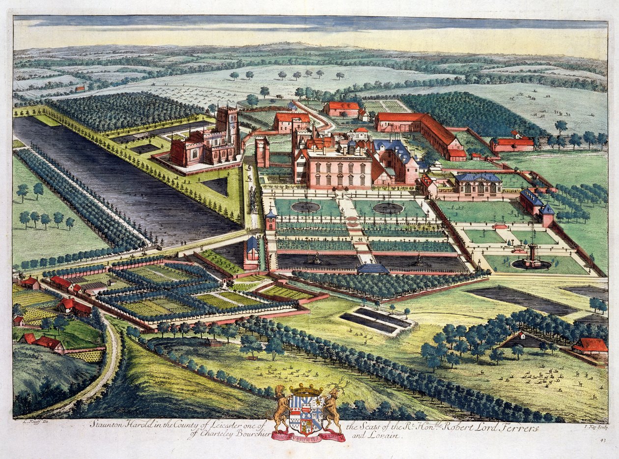 Staunton Harold i grevskabet Leicester graveret af Johannes Kip (ca. 1652-1722) af Leonard Knyff
