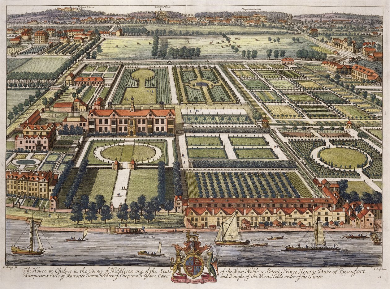 Huset i Chelsea i grevskabet Middlesex graveret af Johannes Kip (ca. 1652-1722) af Leonard Knyff
