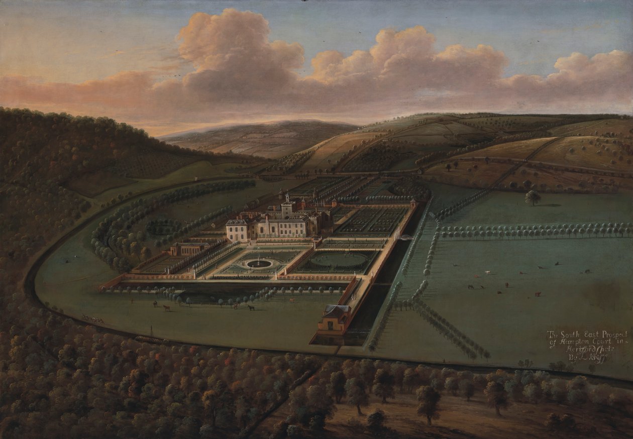 The Southeast Prospect of Hampton Court, Herefordshire af Leonard Knyff