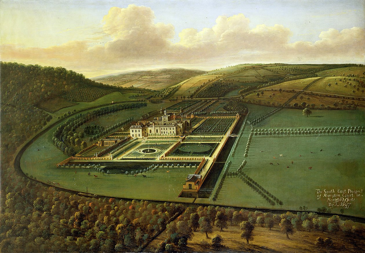 The Southeast Prospect of Hampton Court, Herefordshire, ca. 1699 af Leonard Knyff