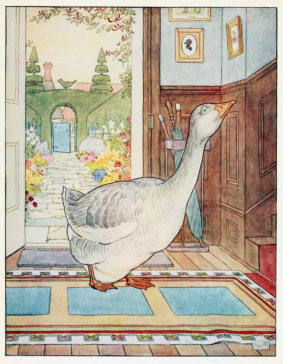 Goosey, Goosey Gander, Where Shall I Wander, fra A Nursery Rhyme Picture Book, pub. 1914. af Leonard Leslie Brooke