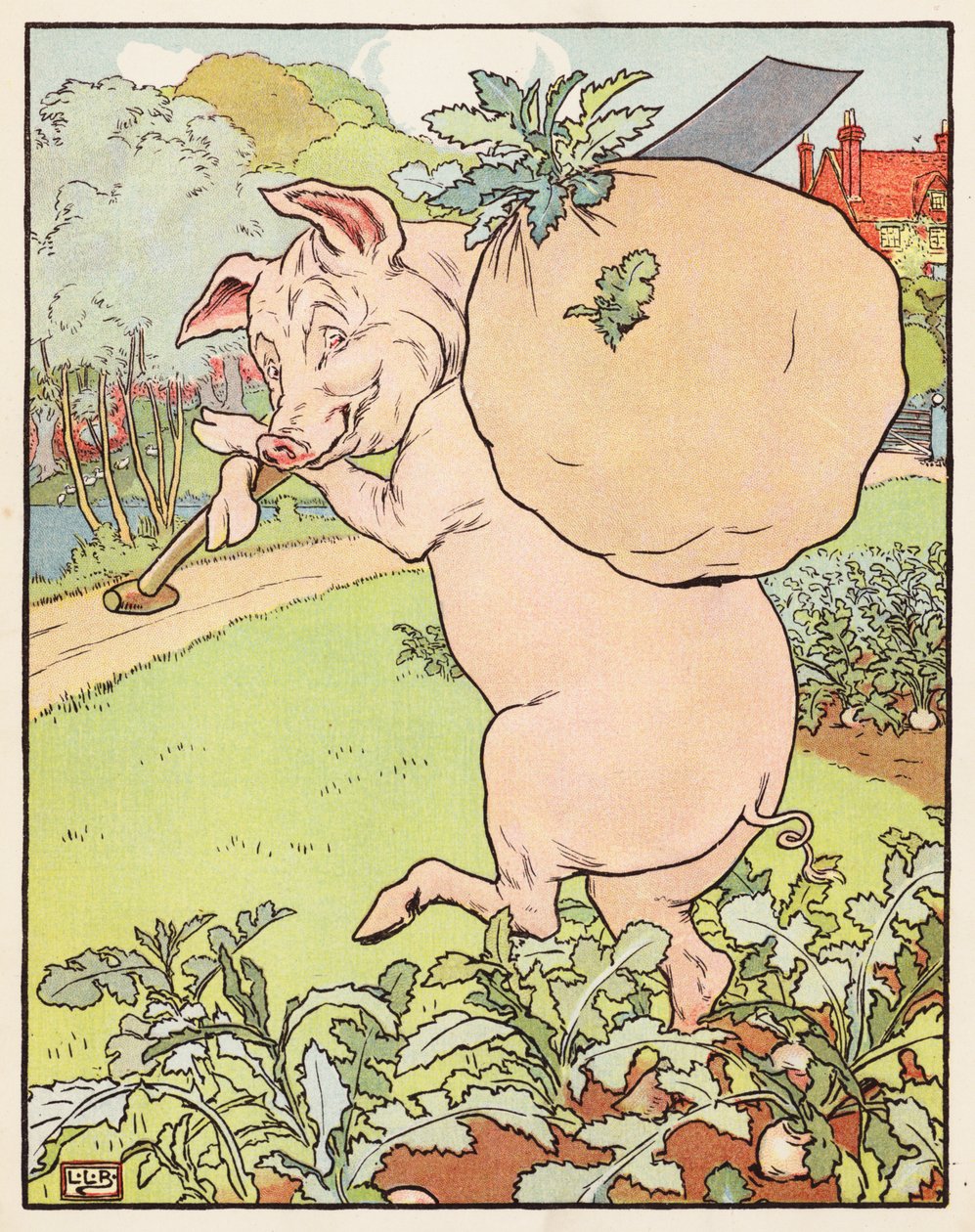 De tre små grise (farvelitografi) af Leonard Leslie Brooke