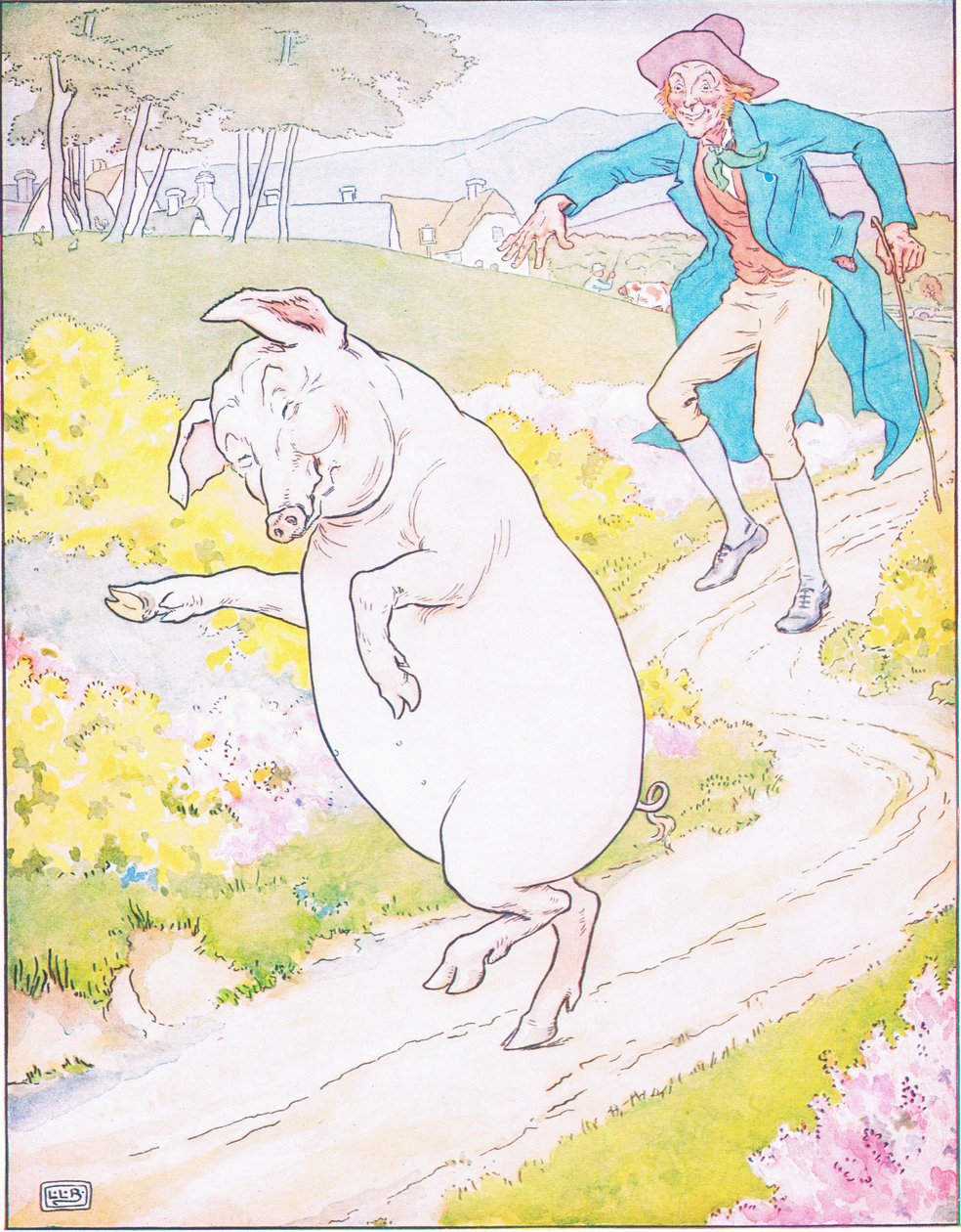 At markedsføre, at markedsføre, at købe en fed gris (farve litho) af Leonard Leslie Brooke