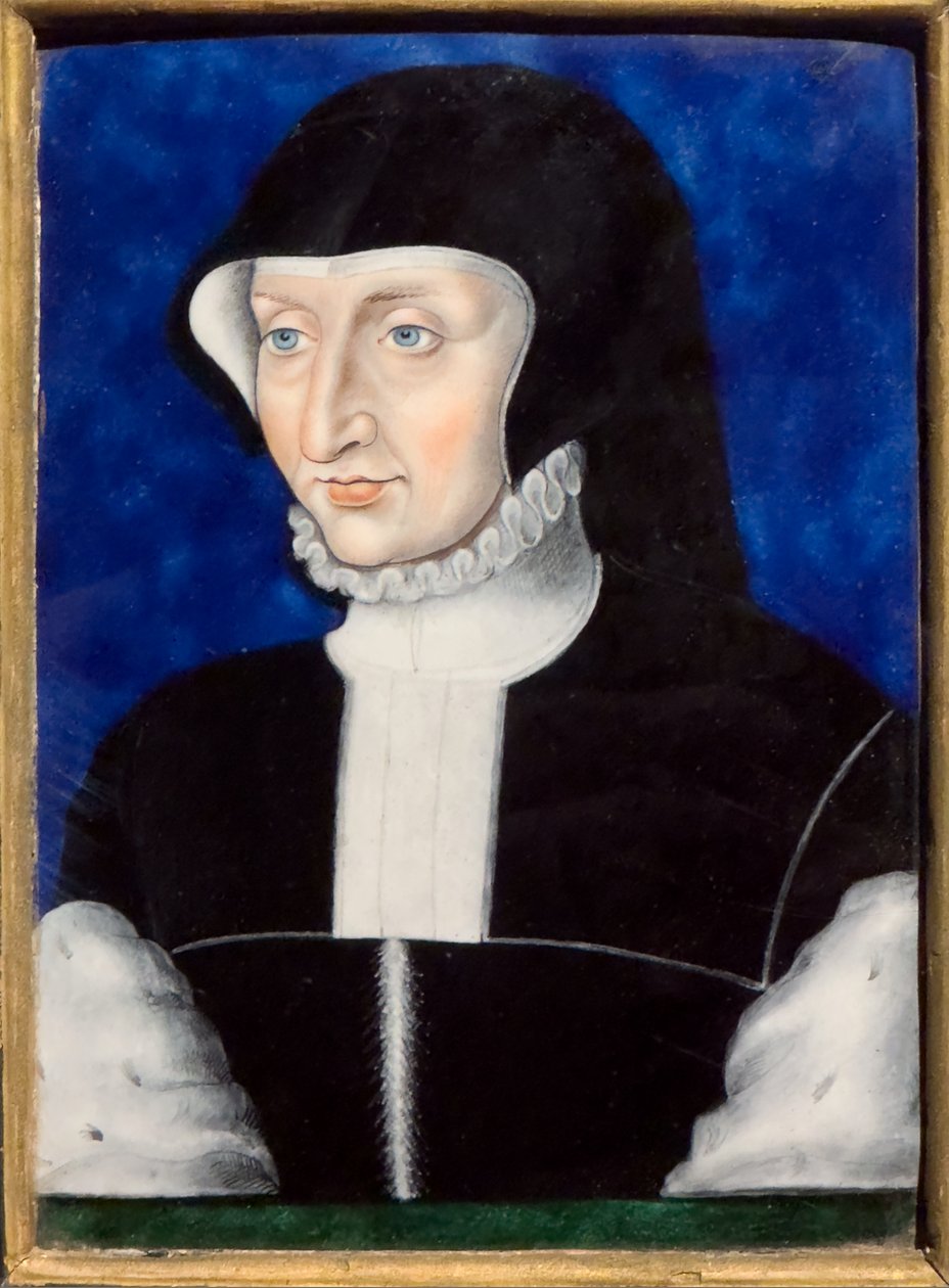 Antoinette de Bourbon, ca. 1567 (Polykrom emalje på kobber)Écouen, musée national de la Renaissance af Leonard Limosin