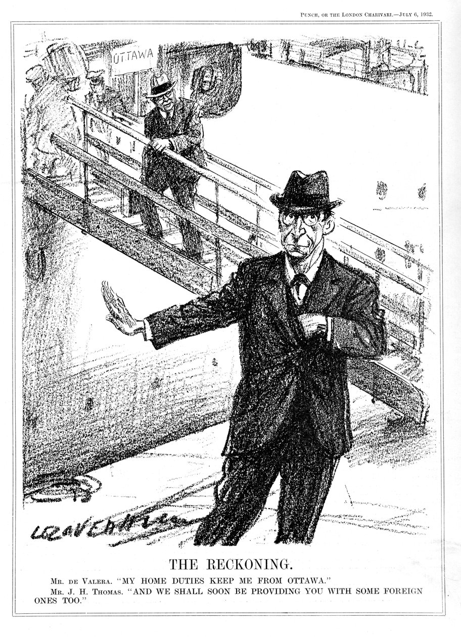 Eamon De Valera afslog muligheden for at deltage i Ottawa-konferencen, 1932 af Leonard Raven Hill