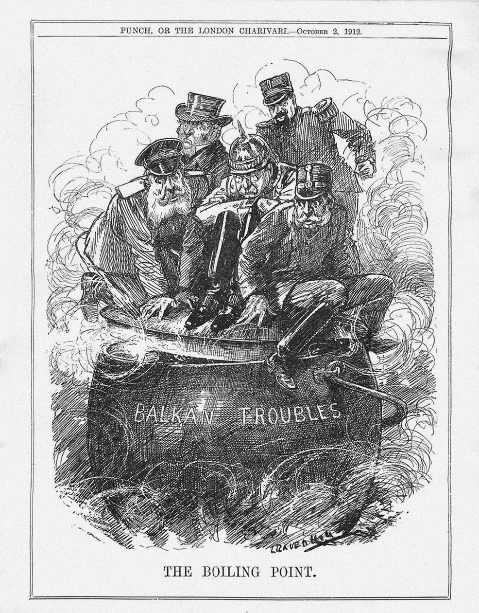 Kogepunktet. Punch Magazine, 2. oktober 1912, 1912 af Leonard Raven Hill