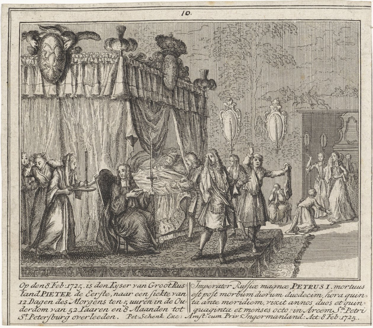 Peter den Stores død den 8. februar 1725, 1727 af Leonard Schenk