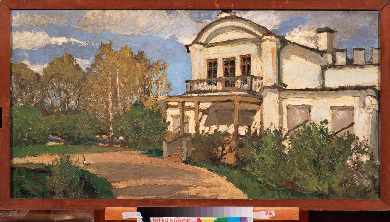 Et hvidt hus - maleri af Leonard Viktorovich Turzhansky (Tourjansky) (1875-1945), olie på lærred af Leonard Viktorovich Turzhansky