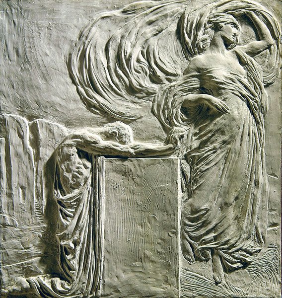 Begravelsestallerken for Andre Glades, 1906-8 (gips) af Leonardo Bistolfi
