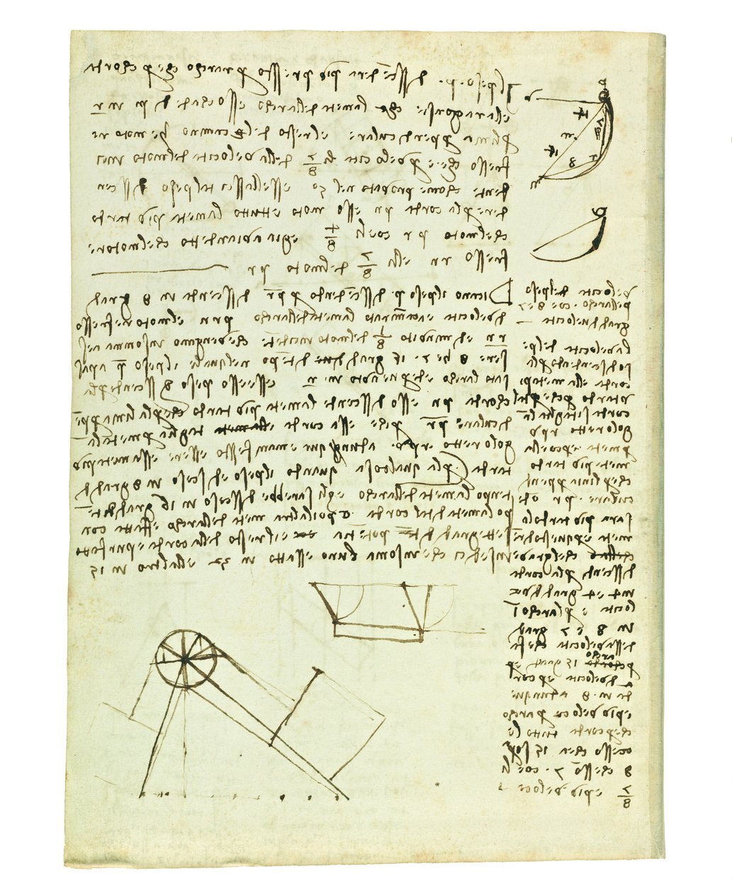 Codex om fugleflyvning, Folio 1 verso af Leonardo da Vinci
