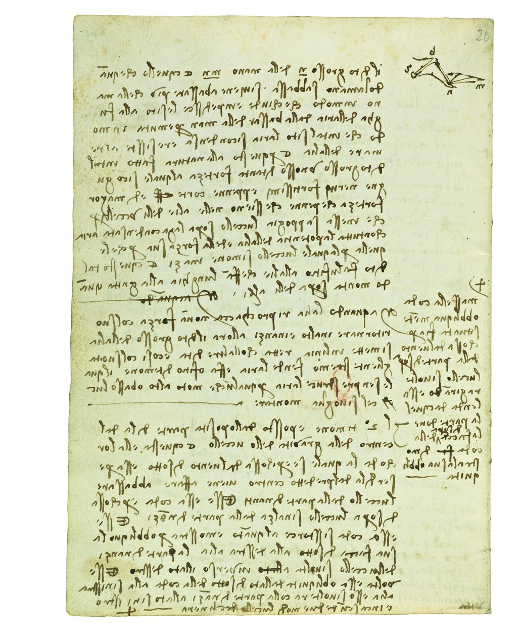 Codex om fugleflyvning, Folio 13 verso af Leonardo da Vinci